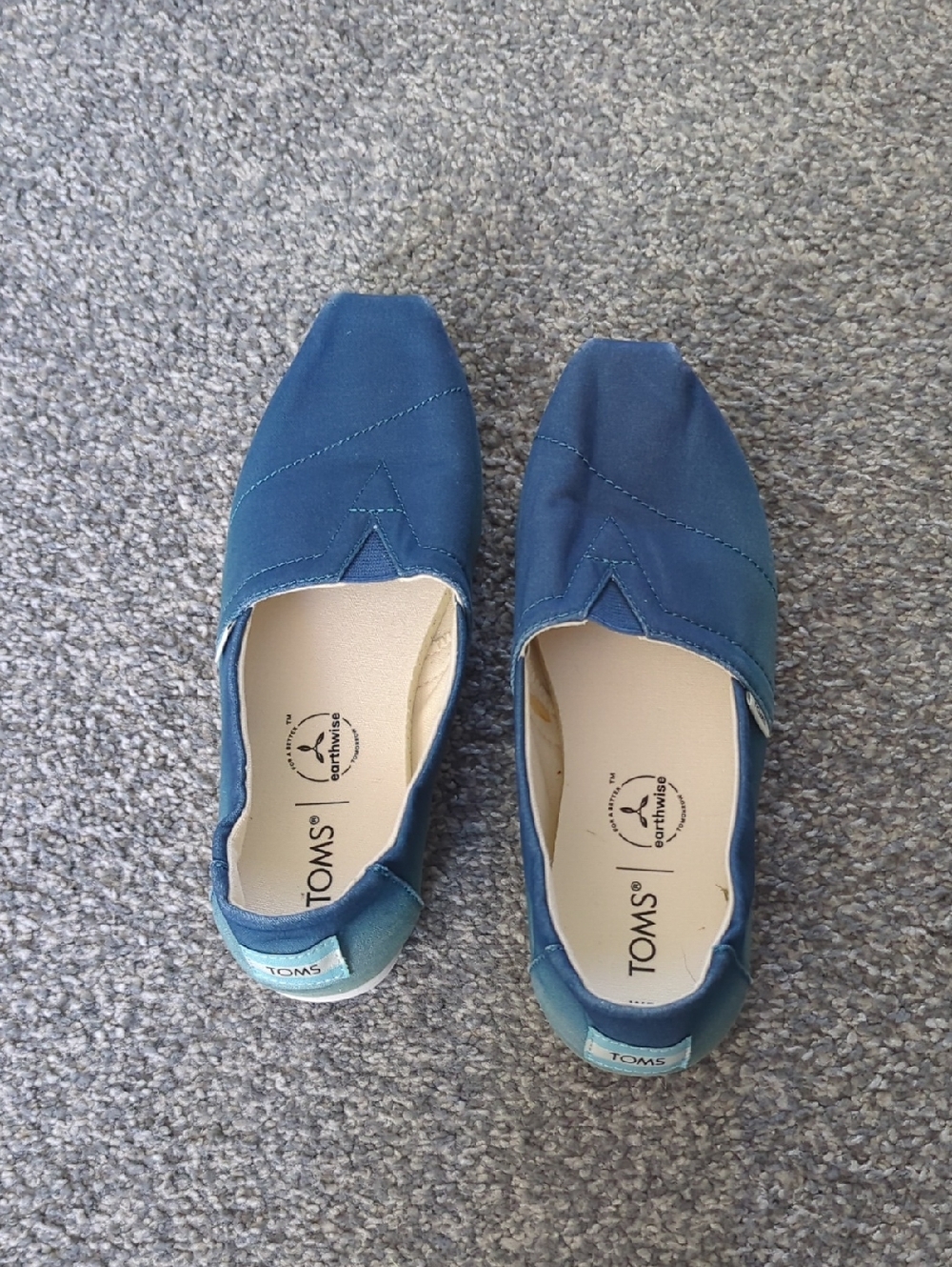Toms Women's Canvas Slip-On Moccasins in Teal Blue
